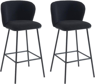 Vente-unique - Barhocker 2er-Set - Bouclé-Stoff & Metall - Schwarz - SENORASE