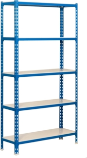 Simon Rack Schwerlastregal, 2000 x 1200 x 500 mm, Bis 200 kg Belastbar, 5 Verstellbare Ablagen, Kellerregal, Lagerregal, Blau/Weiss - Simonclick