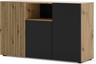 AURIS 3D Kommode 135 cm Artisan Eiche / Schwarz matt