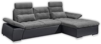 Ecksofa Couch Schlafcouch Schlafsofa Lederlook schwarz grau Ottomane rechts L