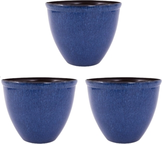 Jinfa Pflanzkübel Jinfa Blumenkübel aus Kunststoff in glasierter Keramikoptik,blau