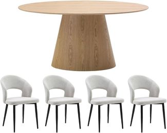 Vente-unique - ANTELADA Essgruppe Holz, Platte Beige - B 90 cm x H 76,5 cm x L 160 cm