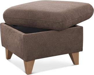 CAVADORE Hocker Lotta / Skandinavischer Stauraumhocker als Beistellhocker oder Fußhocker / 58 x 47 x 58 / Webstoff Paris Taupe Quadratisch