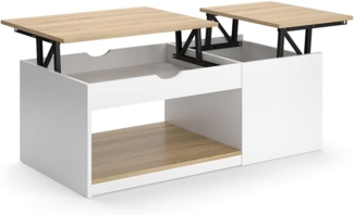 Vicco Couchtisch Weiß/Sonoma 55 x 110 cm, Avela