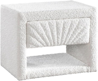 Vente-unique - Nachttisch - 1 Schublade und 1 Ablage - Bouclé-Stoff - Weiß - ULAMI