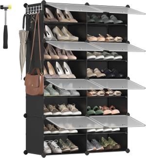 SONGMICS Schuhregal mit 8 Fächern, Schuhschrank, 30 x 40 x 30 cm pro Fach, schmal, mit Türen, Stahlrahmen, Kunststoff, für Flur, Schlafzimmer, Eingangsbereich, Schwarz CPL034B01