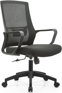 Shally Dogan Ergonomischer Bürostuhl, drehbar, mit Lendenwirbelstütze, Schreibtischstuhl, Arbeitszimmerstuhl, höhenverstellbar, stabile Schwarze Basis, schweißfeste Rückenlehne (schwarz)