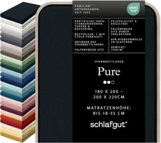Schlafgut Spannbettlaken PURE Bio-Baumwolle mit Elasthan, dehnbar blickdicht, straff, Bettlaken, Jersey, Gummizug: rundum, (1 Stück), Laken für Matratzen bis 30cm Höhe, in 90x200, 140x200 oder 180x200 cm