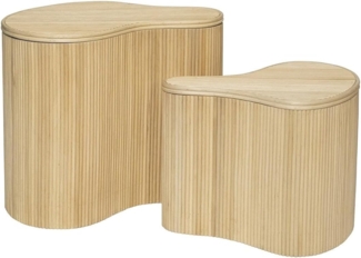 Vente-unique - Beistelltische organisch 2er-Set mit Stauraum - Rattan - 52 x 40 x 45 cm & 43,5 x 30 x 33,5 cm - Holzfarben hell - MARSA
