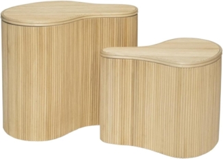 Vente-unique - Beistelltische organisch 2er-Set mit Stauraum - Rattan - 52 x 40 x 45 cm & 43,5 x 30 x 33,5 cm - Holzfarben hell - MARSA