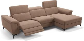 Sofanella Eckcouch AMARO Wohnlandschaft Stoffsofa Stoff in Hellbraun S: 264 Breite x 108 Tiefe