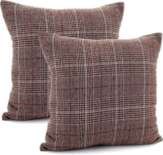 heimtexland Dekokissen 2er Set Kissenhülle Tartan kariert Schottenkaro, verdeckter Reißverschluß