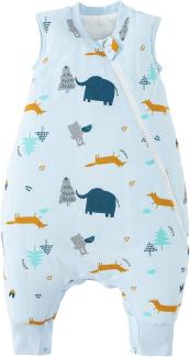 Duomiaomiao Baby Schlafsack, 1x Ganzjahresschlafsack, 1.5tog-elefanten Dschungel, 95cm / Babygröße 100-110cm, 100% Baumwolle