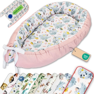 LULANDO® Babynest - Standard 100 von Oeko-Tex - multifunktionales Kuschelnest für Babys und Säuglinge - Nestchen - Reisebett - 100% Baumwolle - antiallergisch - hergestellt in der EU