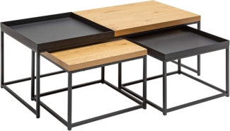 riess-ambiente Couchtisch LOFT 120cm natur /schwarz (Set, 3-St), Wohnzimmer · Metall · abnehmbares Tablett · eckig · Industrial