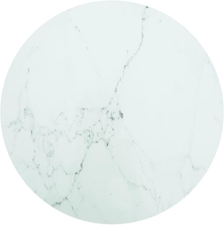 vidaXL Tischplatte Weiß Ø60x0,8 cm Hartglas in Marmoroptik 322248