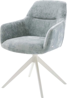 Drehstuhl Pejo-Flex Chenille Pastellblau Kreuzgestell breit Weiß 360° drehbar Wippfunktion Taschenfederkern