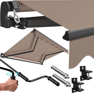 KESSER® Gelenkarmmarkise manuelle Markise Gelenkmarkise Terrassenmarkise Klemmmarkise Sonnenmarkise inkl. Wandhalterung Sonnenschutz Balkonmarkise wasserabweisender Alu/Polyester 250 x 200 cm, Taupe