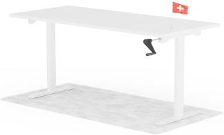 manuell höhenverstellbarer Schreibtisch EASY 180 x 80 cm - Gestell Weiss, Platte Weiss