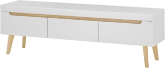 TV-Lowboard Isgard in weiß und Eiche 160 cm