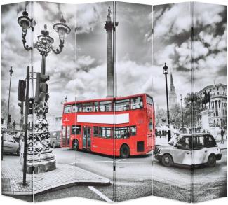 Raumteiler klappbar 228 x 170 cm London Bus Schwarz-Weiß