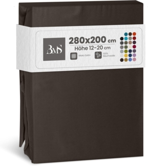 Bettwaesche-mit-Stil Mako-Satin Spannbettlaken Espresso Braun 280x200cm