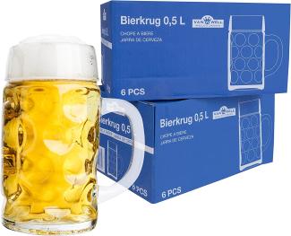 12er Set Maßkrug 0,5L geeicht Halber Liter Bierkrug Bierglas perfekt geeignet für Gastronomie