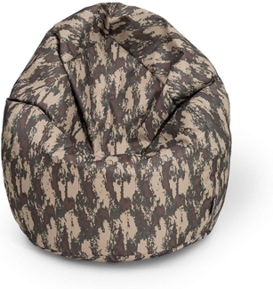 BubiBag Sitzsack für Kinder und Jugendliche - Indoor Outdoor Bodenkissen, Sitzkissen oder als Gaming Sitzsack, geliefert mit Füllung (70 cm Durchmesser, Camouflage)