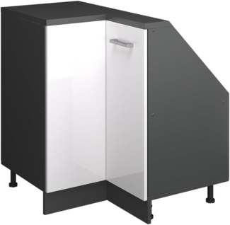 Eck-Küchenschrank für Dachschrägen R-Line Weiß Hochglanz 75.6 cm mit 1 Tür Vicco
