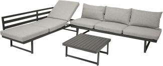 Funktions Lounge Set BOGOTA, Aluminium matt-grau, Polster hellgrau