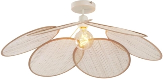 Qazqa Deckenleuchte Aisha, ohne Leuchtmittel, E27, Crème, Japandi, Leinen, 1-flammig