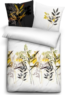 Biberna Mako Satin Bettwäsche Gräser, Größe 135x200/80x80 cm, multi schwarz