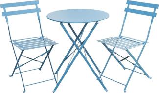 SVITA Balkonmöbel Bistroset Stuhl Tisch Garten Bistro Cafe Metall Klappmöbel Set Blau