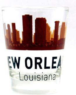 New Orleans Louisiana Sunset Skyline Shot Glass by World By Shotglass