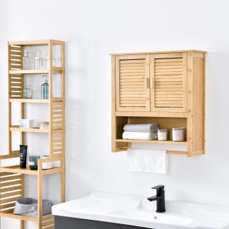 Badezimmerschrank Tyresö Hängeschrank Bambus 66 x 62 x 20 cm [en. casa]