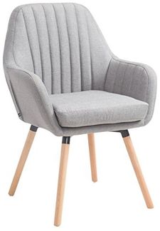 CLP Stuhl Florian Stoff mit Sitzpolster und Holzbeinen Gestell,grau natura