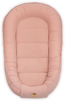 PIMKO Babynest Babynestchen für Baby Kuschelnest Babykokon für Säuglinge und Neugeborene Nestchen 60x90 cm 100% Baumwolle Musselin - Rosa