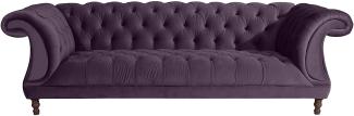 Ivette Sofa 3-Sitzer Samtvelours Purple Buche Nussbaumfarben