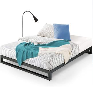 ZINUS Trisha 18 cm Metallrahmenbett | Lattenrost | Holzlattenunterstützung | 140 x 200 cm | Schwarz