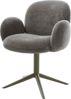 Drehstuhl Nube-Flex mit Armlehnen Bouclé Soft Schlamm Fußkreuz Effektfinish Titan 360° drehbar Wippfunktion Taschenfederkern