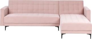 Modul Eckschlafsofa ABERDEEN Samtstoff Pastellrosa 4-Sitzer linksseitig