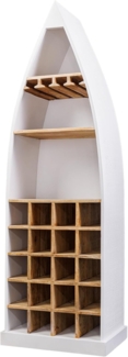 riess-ambiente Weinregal SEVEN SEAS 180cm weiß / natur · Flaschenregal aus massivem Mangoholz, Einzelartikel 1-tlg, 20 Flaschen · zwei Ablagefächer & Gläseraufhängung · maritim · Boot