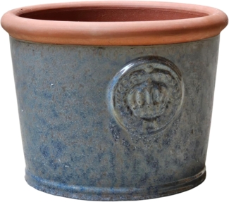 Keramik-Pflanzkübel "Provence" mit Kronen – Handgefertigt & langlebig 45x34cm Rusty Blue