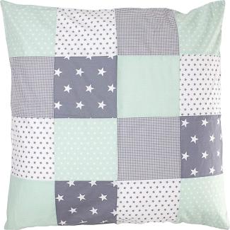 Ullenboom Patchwork Kissenbezug 80 x 80 cm Mint Grau