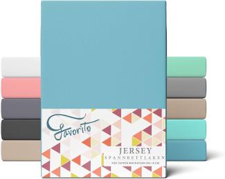 Favorito Jersey Topper Spannbettlaken Türkis 180x200 cm - 200x200 cm
