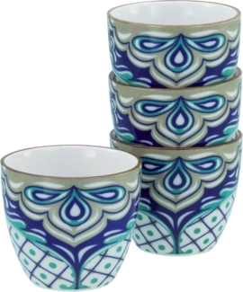 CreaTable, 21893, Serie Aladin Petrol, 4-teiliges Geschirrset, Espresso Set aus Steinzeug