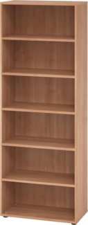bümö Regal Nussbaum, Standregal aus Holz für 6 Ordnerhöhen - Bücherregal 80 cm breit, Aktenregal für Ordner & Bücher, Büroregal, Holzregal, Ordnerregal, Aufbewahrungsregal, Buchregal, 968RE-N