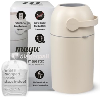 Set Magic Windeleimer Majestic & Windel Blaubär | Diaper Keeper mit Geruchsstop-System | bis zu 15 Windeln | keine Nachfüllkassetten nötig | Mülleimer für Baby Windeln | Einhandbedienung