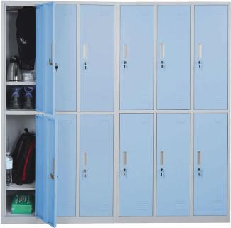 Schließfach Boston T829, Schließfachschrank Wertfachschrank Spind, Metall 12 Fächer ~ blau