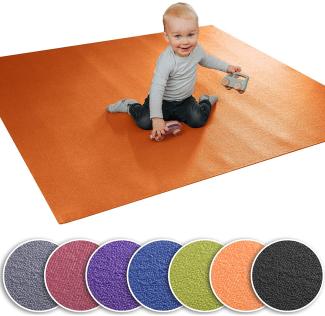 Wunschkind® Krabbelmatte | Krabbelunterlage | Made in Germany | Anti-Rutsch | Öko-Tex 100 | 240x240cm Orange